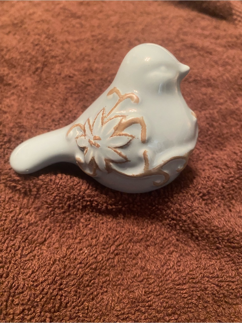 Decorative Ceramic Bird Figurine with Gold Floral Accents - Picture 2 of 4